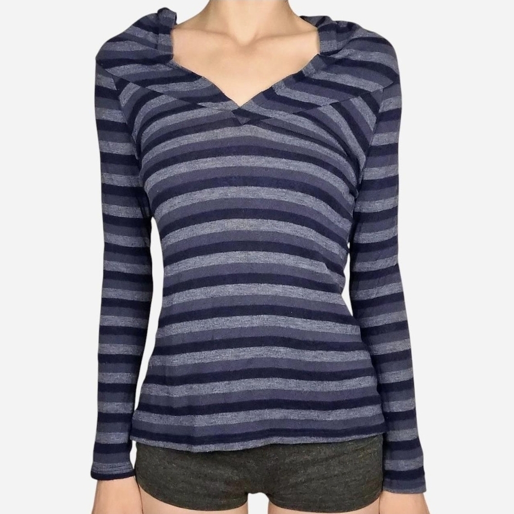 Julie's Closet Navy and Gray Striped Long Sleeve Top